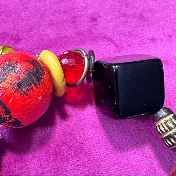 Handmade one-of-a-kind hand painted bracelet with charms ethnic tribal boho 3130 - Picture 8 of 11